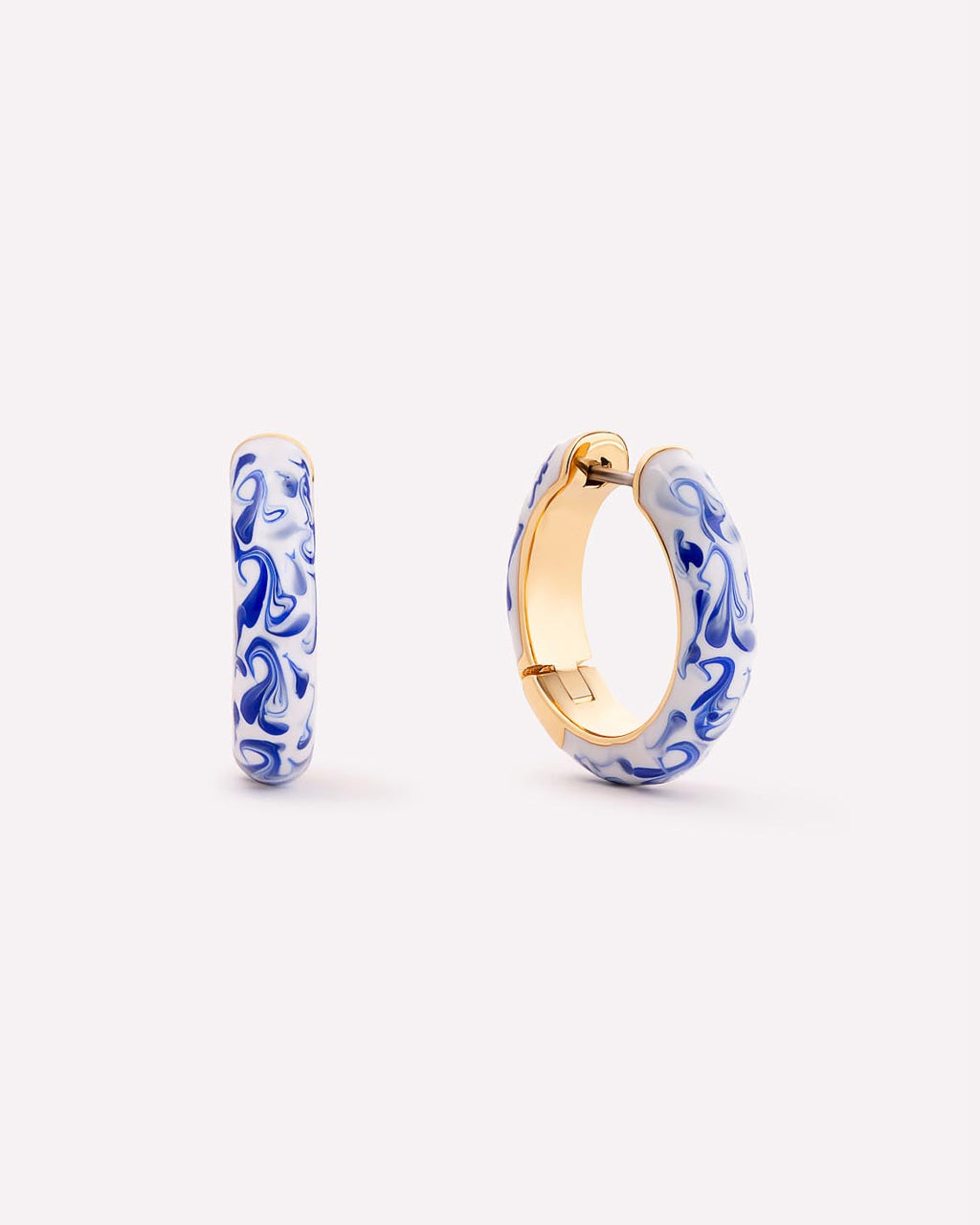 Hoop Earrings - Giulia Medium Marble Blue