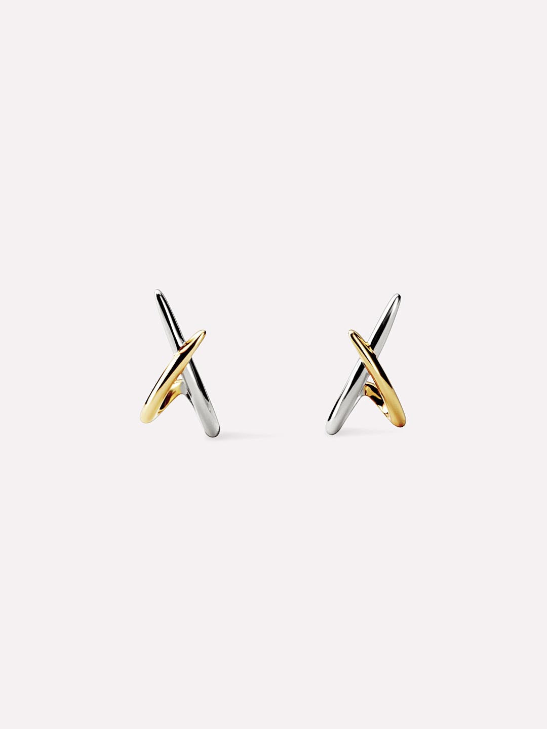 Gold Stud Earrings - Sloane Two Tone
