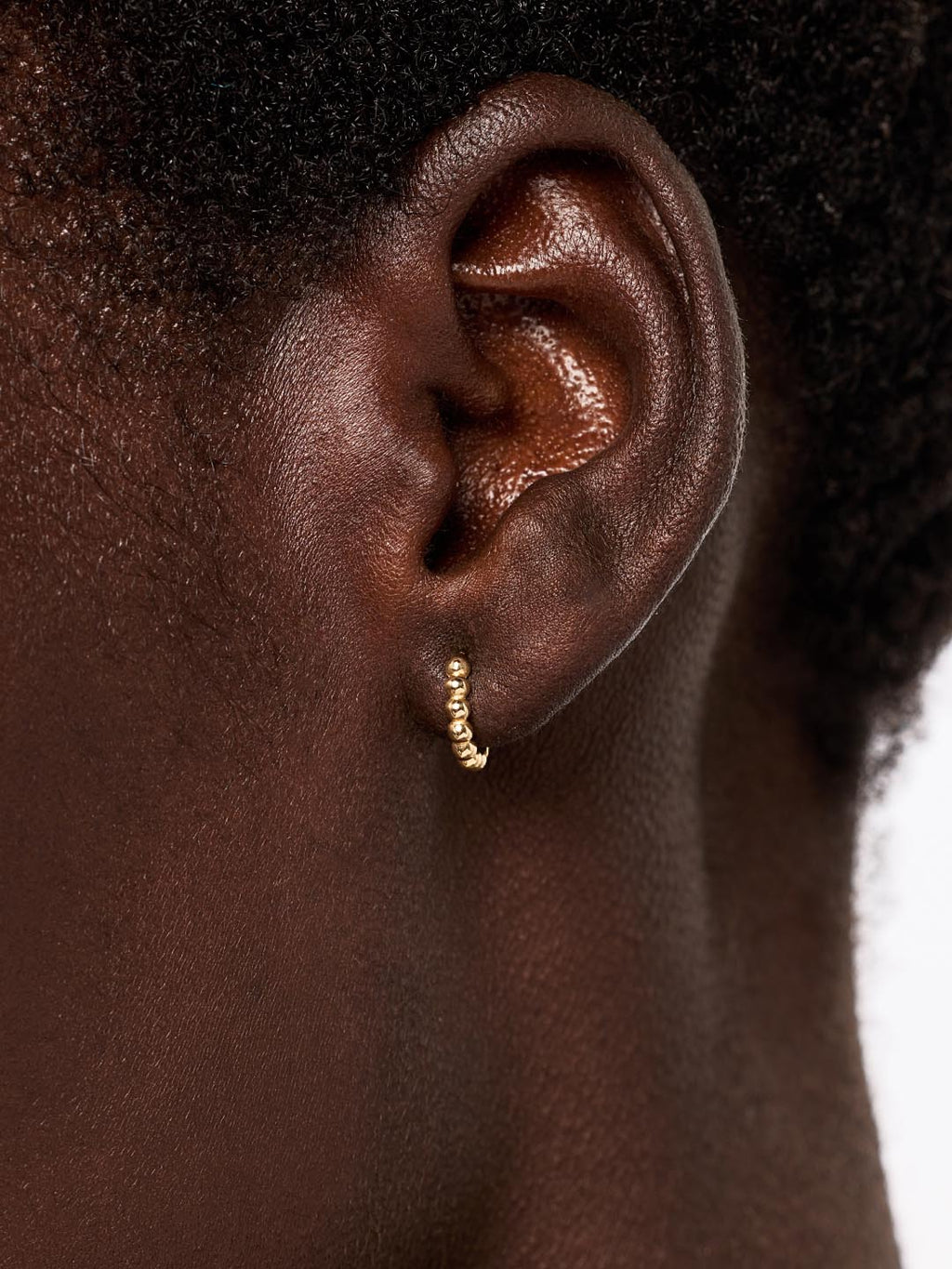 Small Gold Hoop Earrings - Gold Bead Huggie Hoops