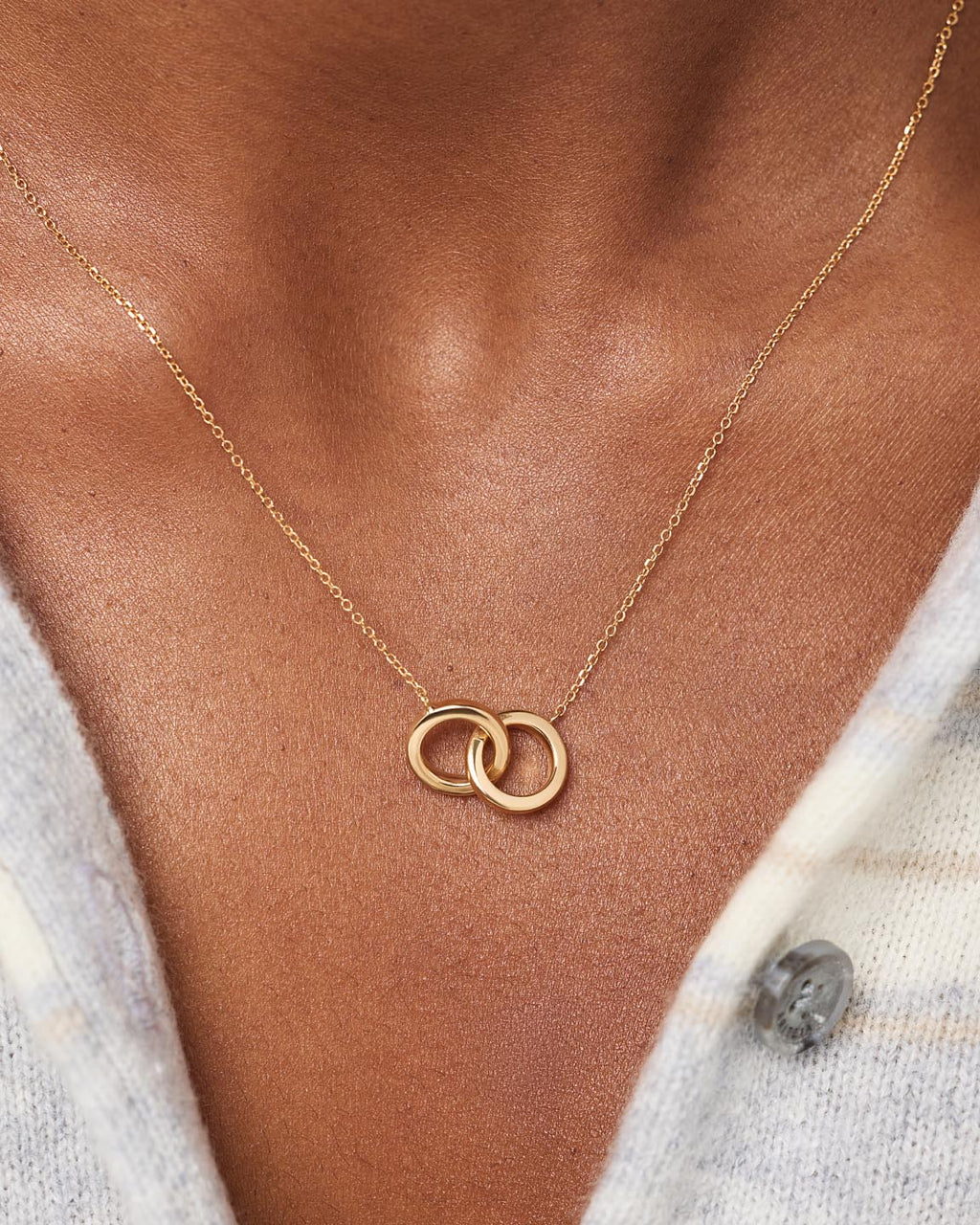 Solid Yellow Gold - Duo Links Necklace