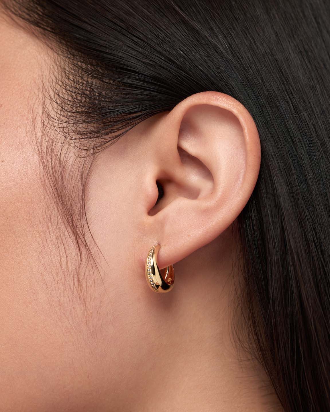 Gold Hoops - Nate Medium Pave