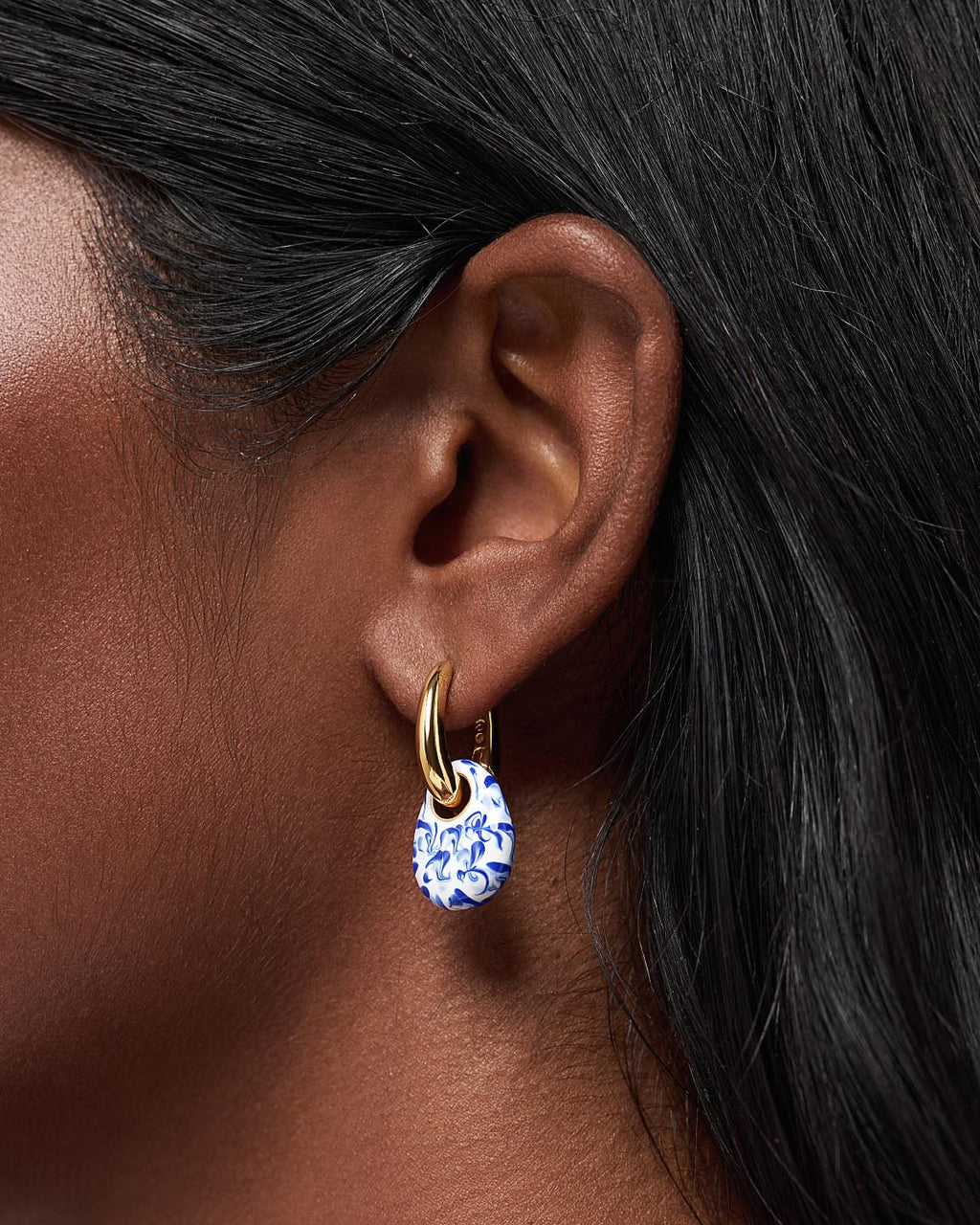 Drop Earrings - Kayla Marble Blue