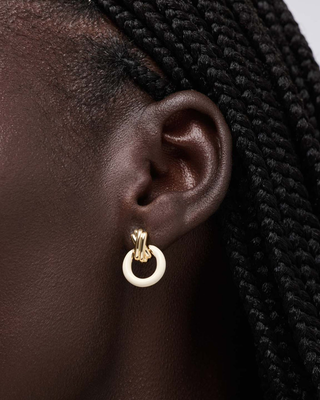 Gold Stud Earrings - Remi Studs White
