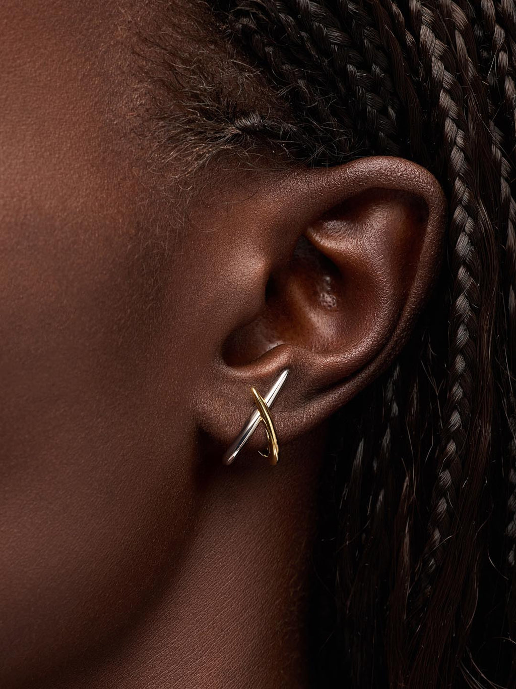 Gold Stud Earrings - Sloane Two Tone