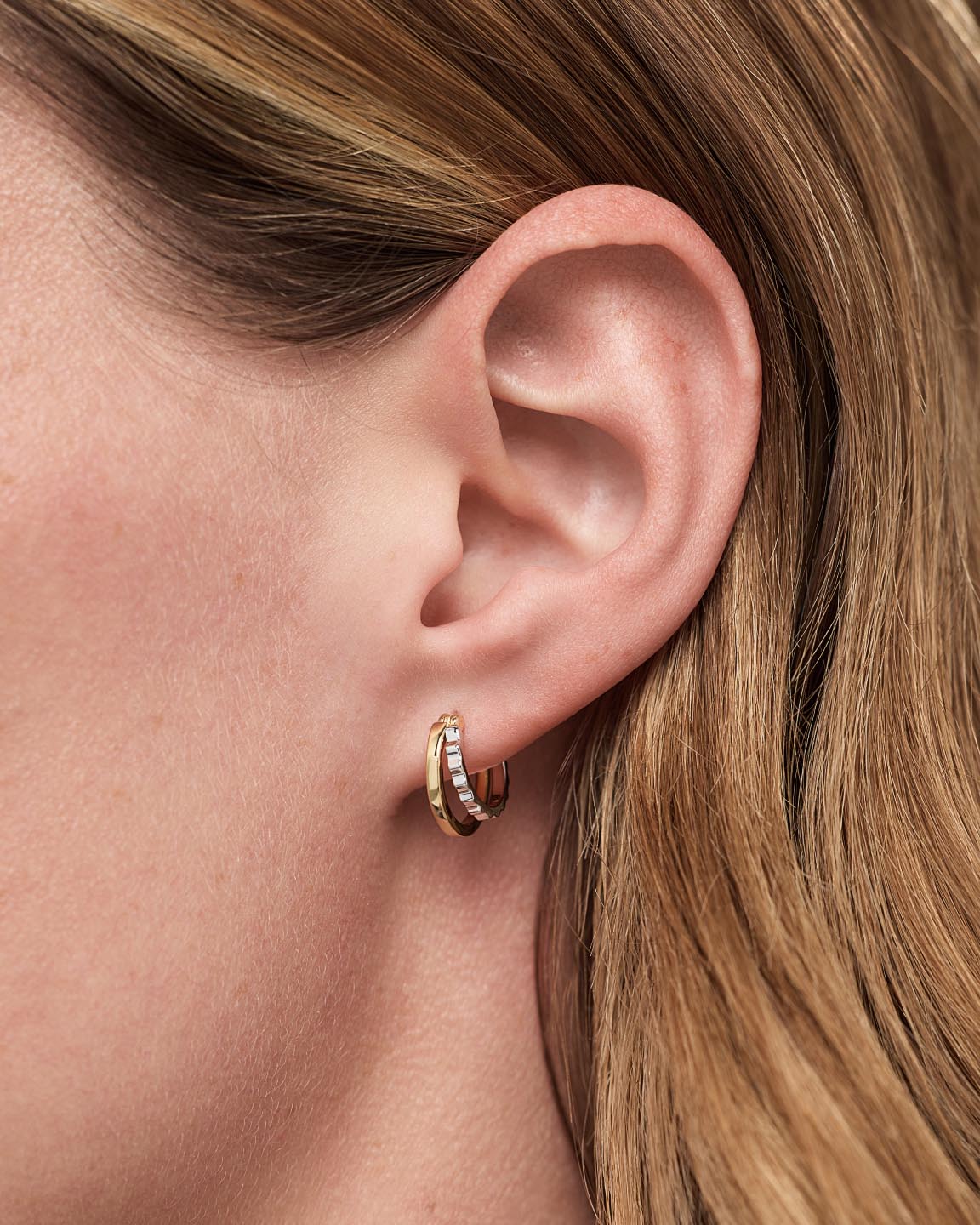 Huggie Earrings - Toda Two Tone
