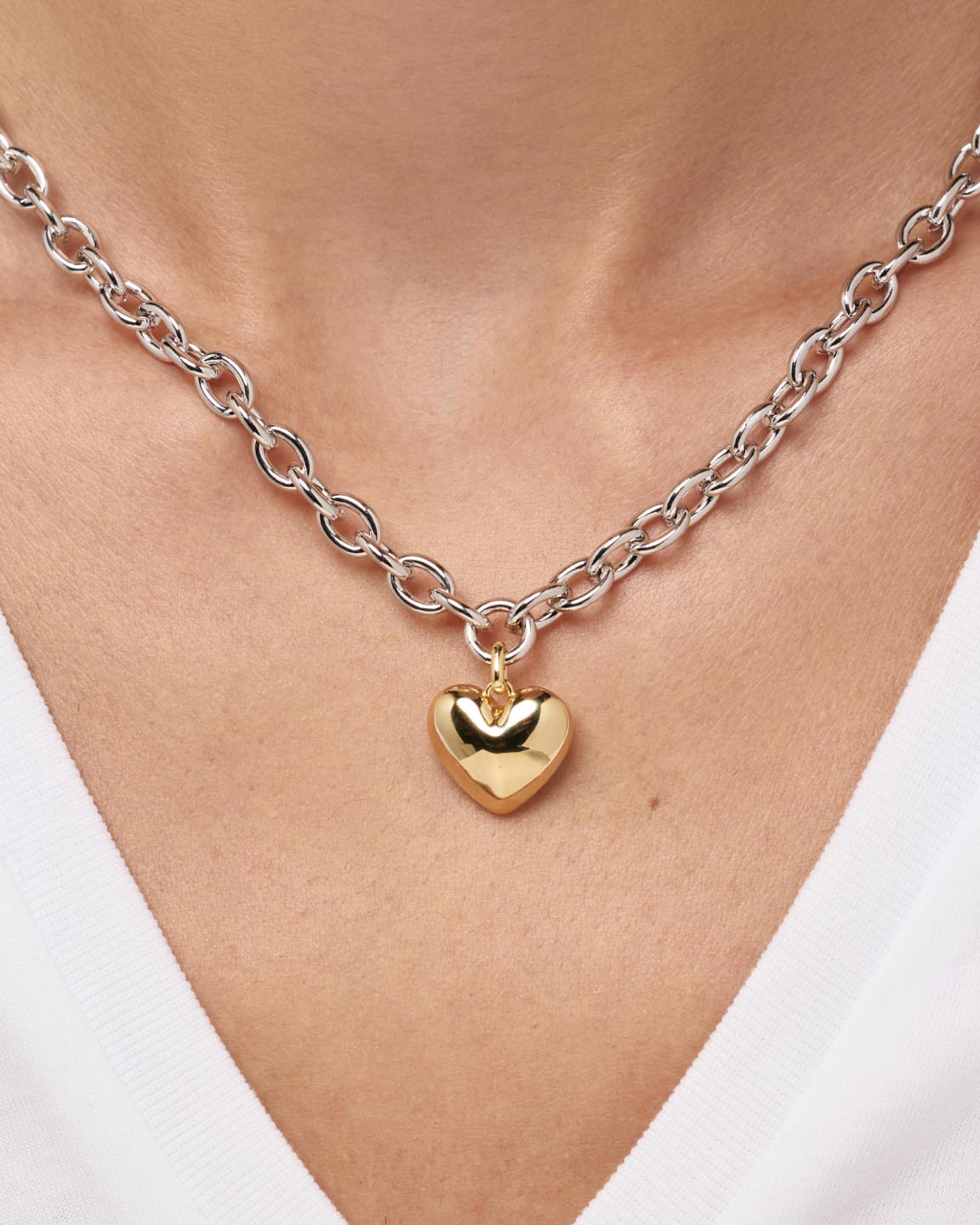 Heart Necklace - Lev Bold Two Tone