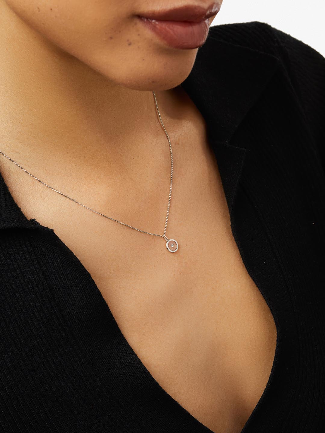White Gold Pendant - White Gold Floating Diamond Charm