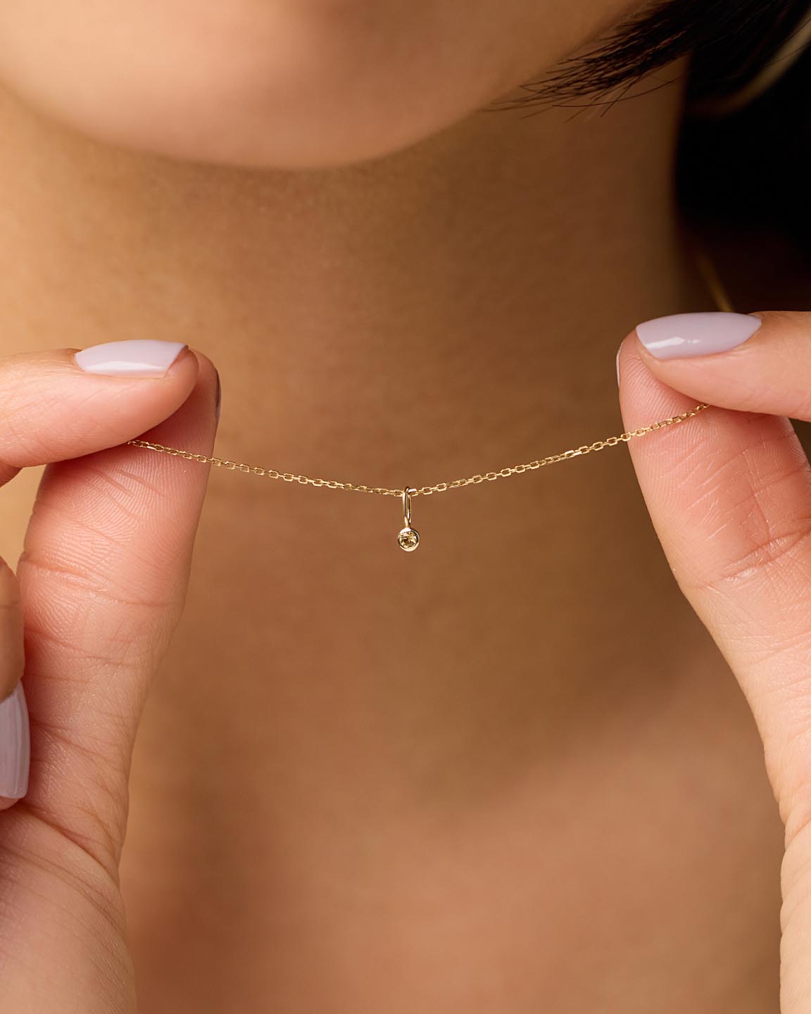Solid Yellow Gold - Citrine Mini Birthstone Necklace