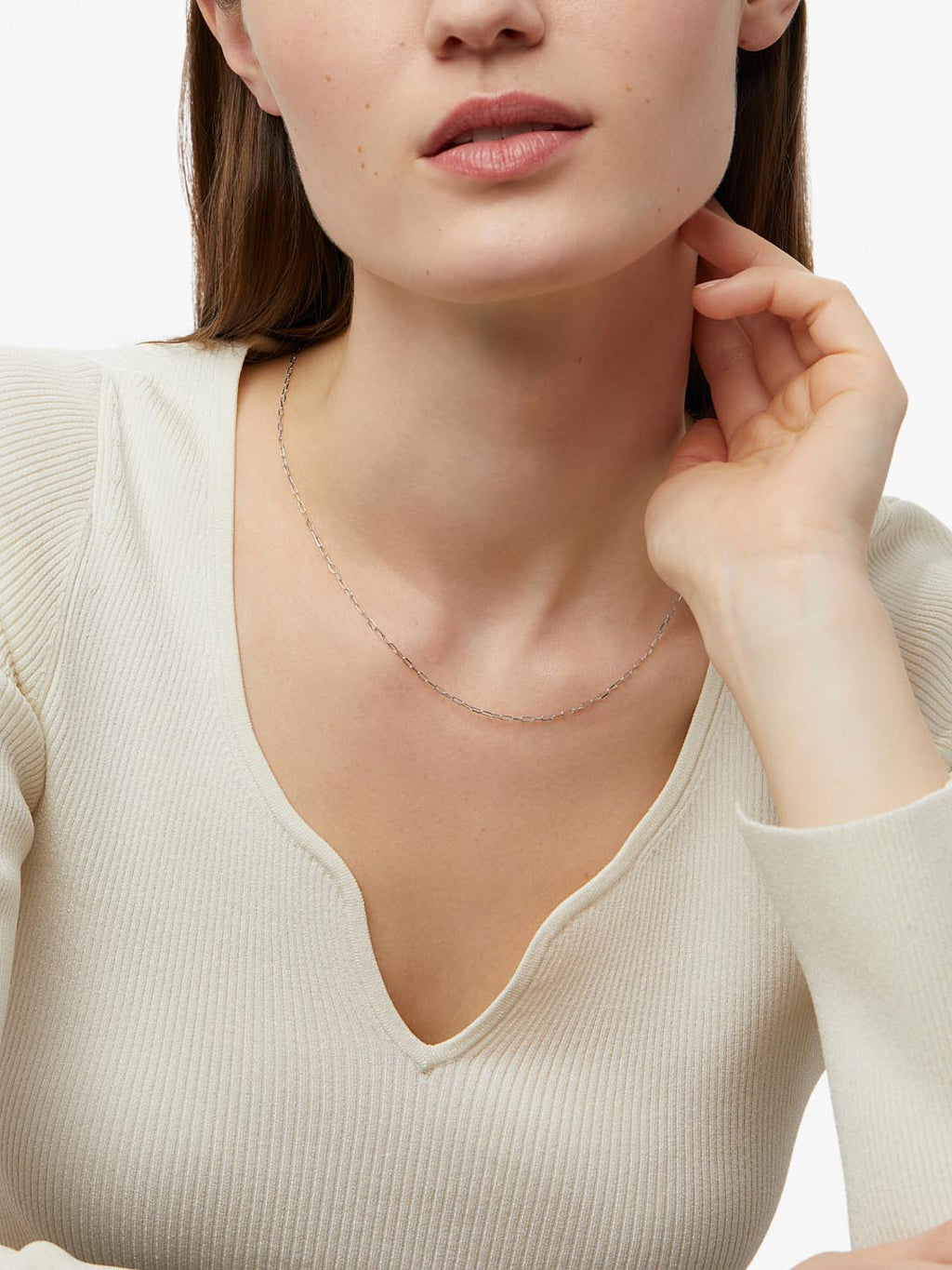 White Gold Chain - White Gold Paperclip Necklace