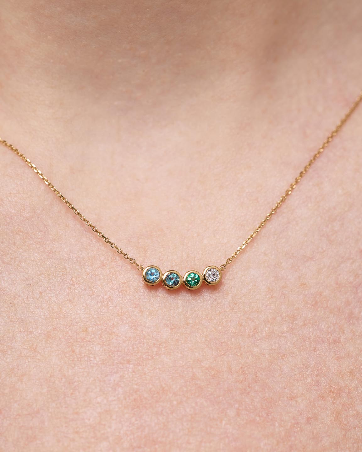 Birthstone Necklace - 4 Stone Birthstone Necklace