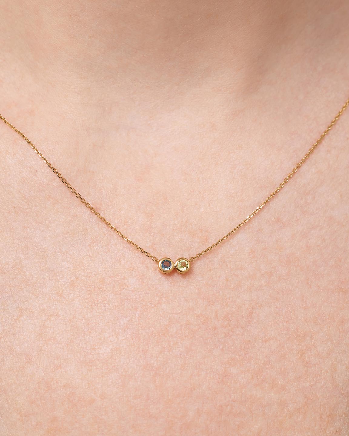 Birthstone Necklace - 2 Stone Birthstone Necklace