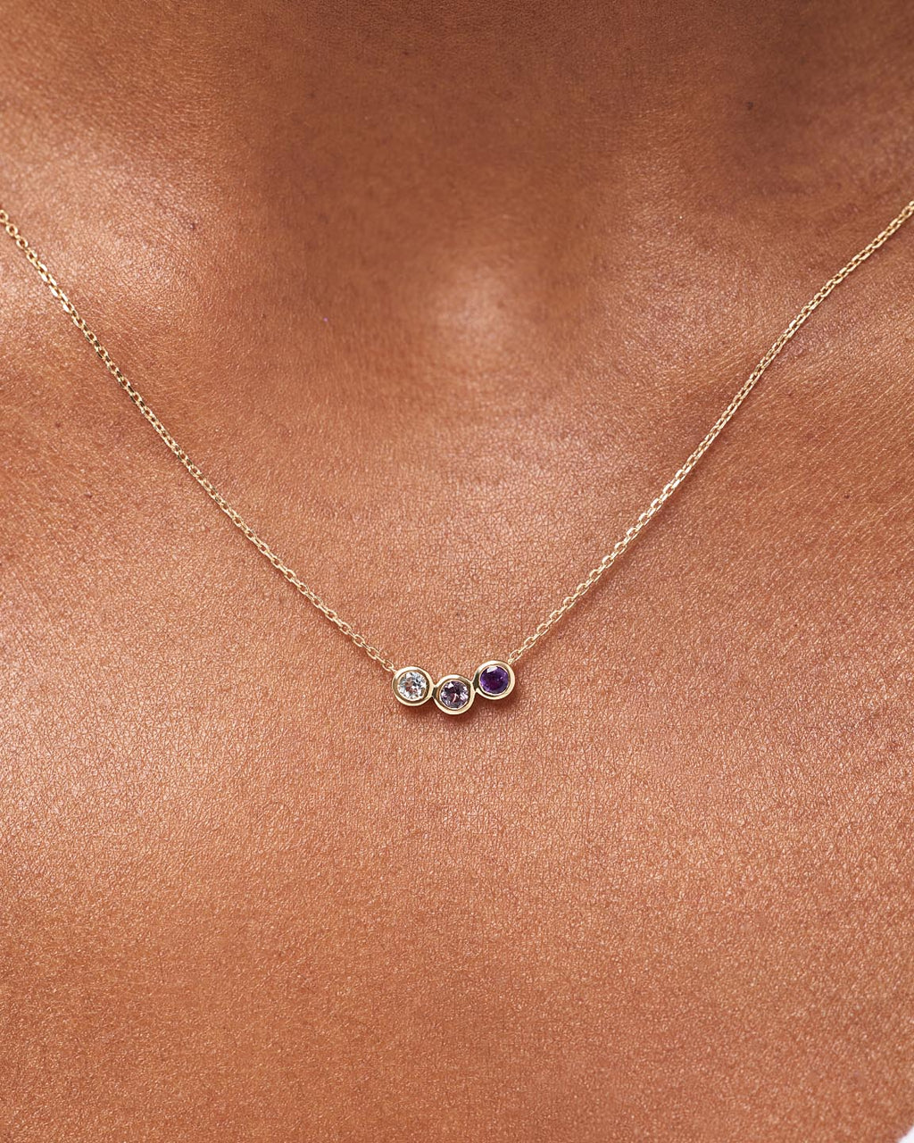 Birthstone Necklace - 3 Stone Birthstone Necklace
