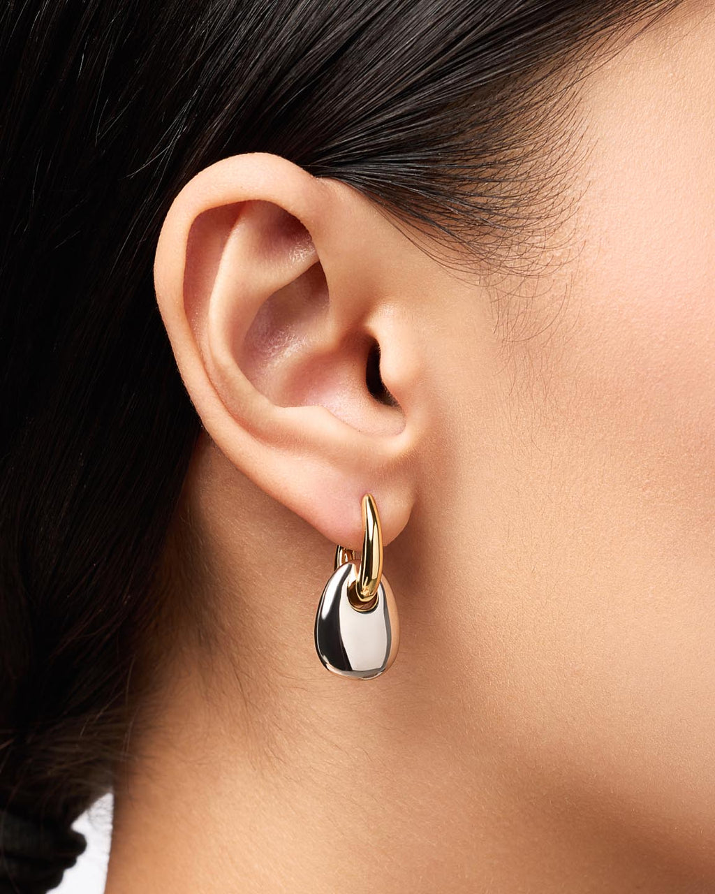 Gold Drop Earrings - Kayla Two Tone
