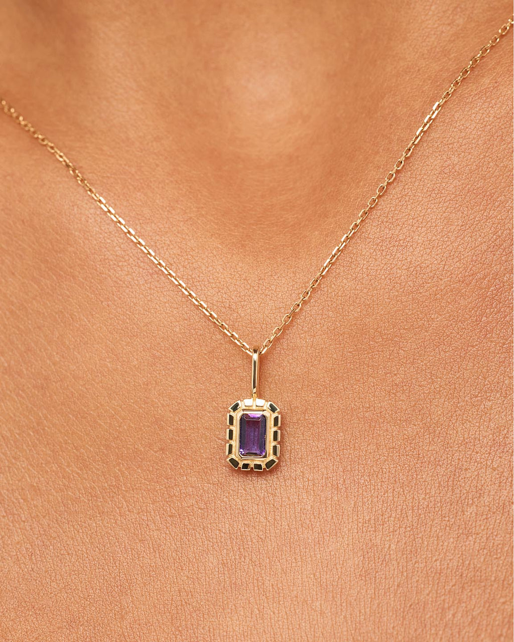 Solid Yellow Gold - Amethyst Heirloom Charm