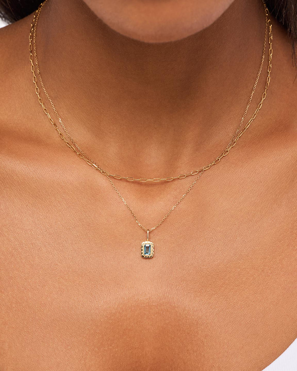 Solid Yellow Gold - Blue Topaz Heirloom Charm