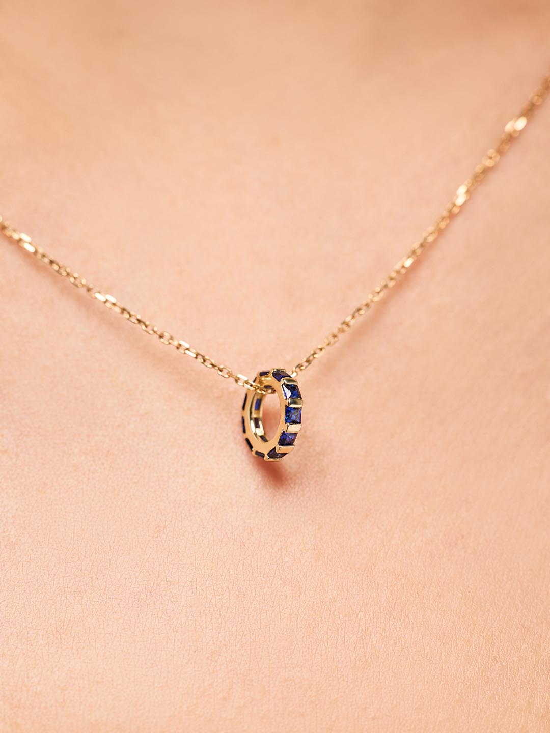 Solid Yellow Gold - Blue Sapphire Zeno Charm