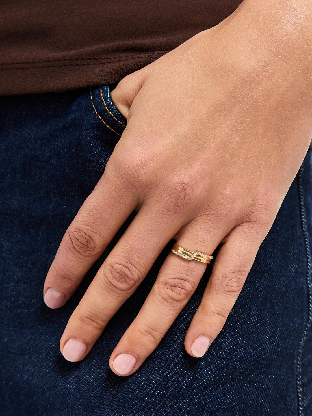 Solid Yellow Gold - Triple Diamond Elevate Ring