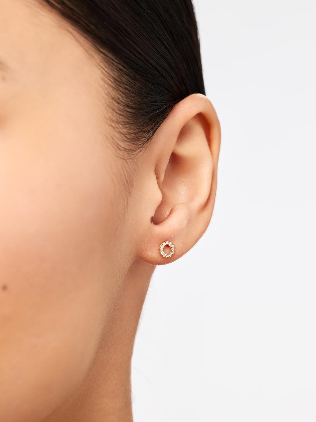 Solid Yellow Gold - Diamond Circle Studs