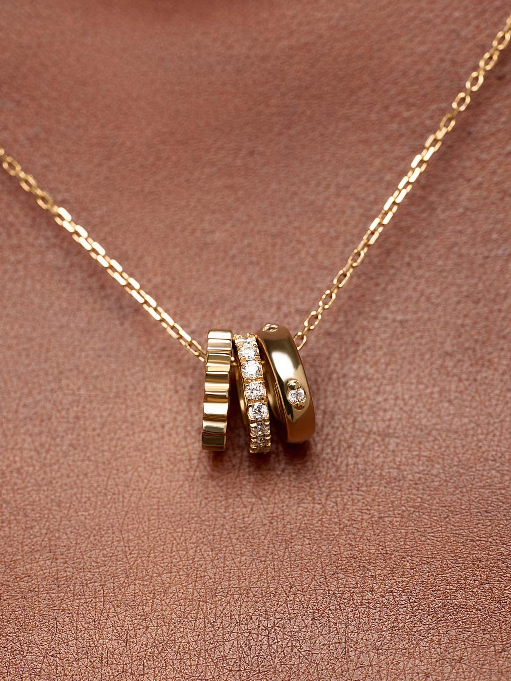 Solid Yellow Gold - Diamond Zeno Charm Necklace
