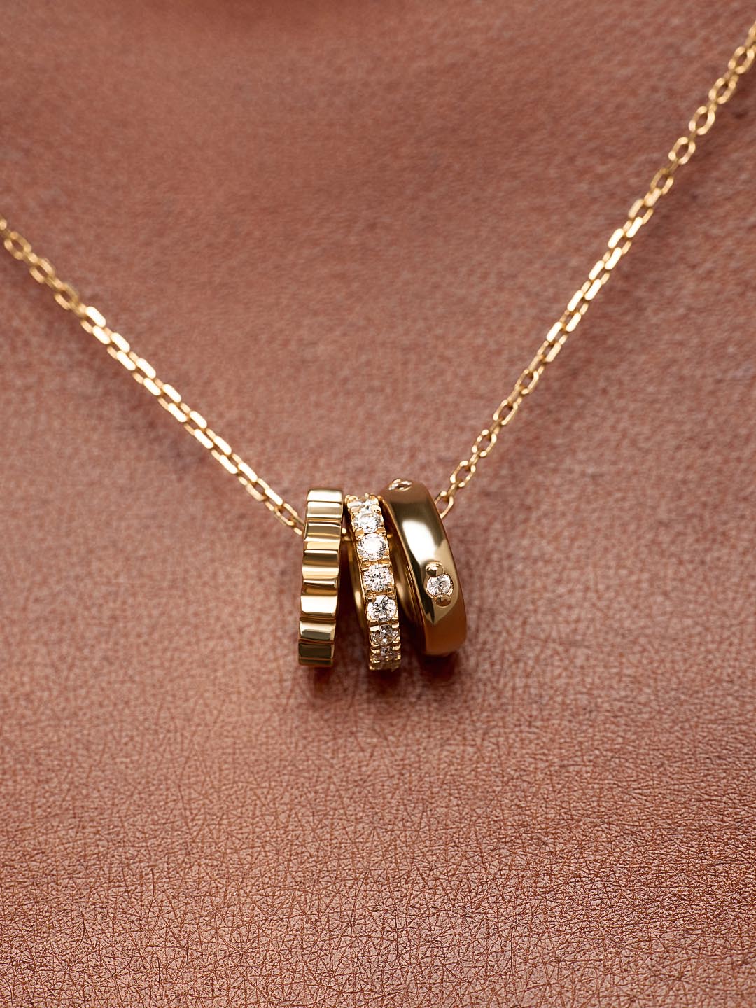 Solid Yellow Gold - Diamond Zeno Charm Necklace