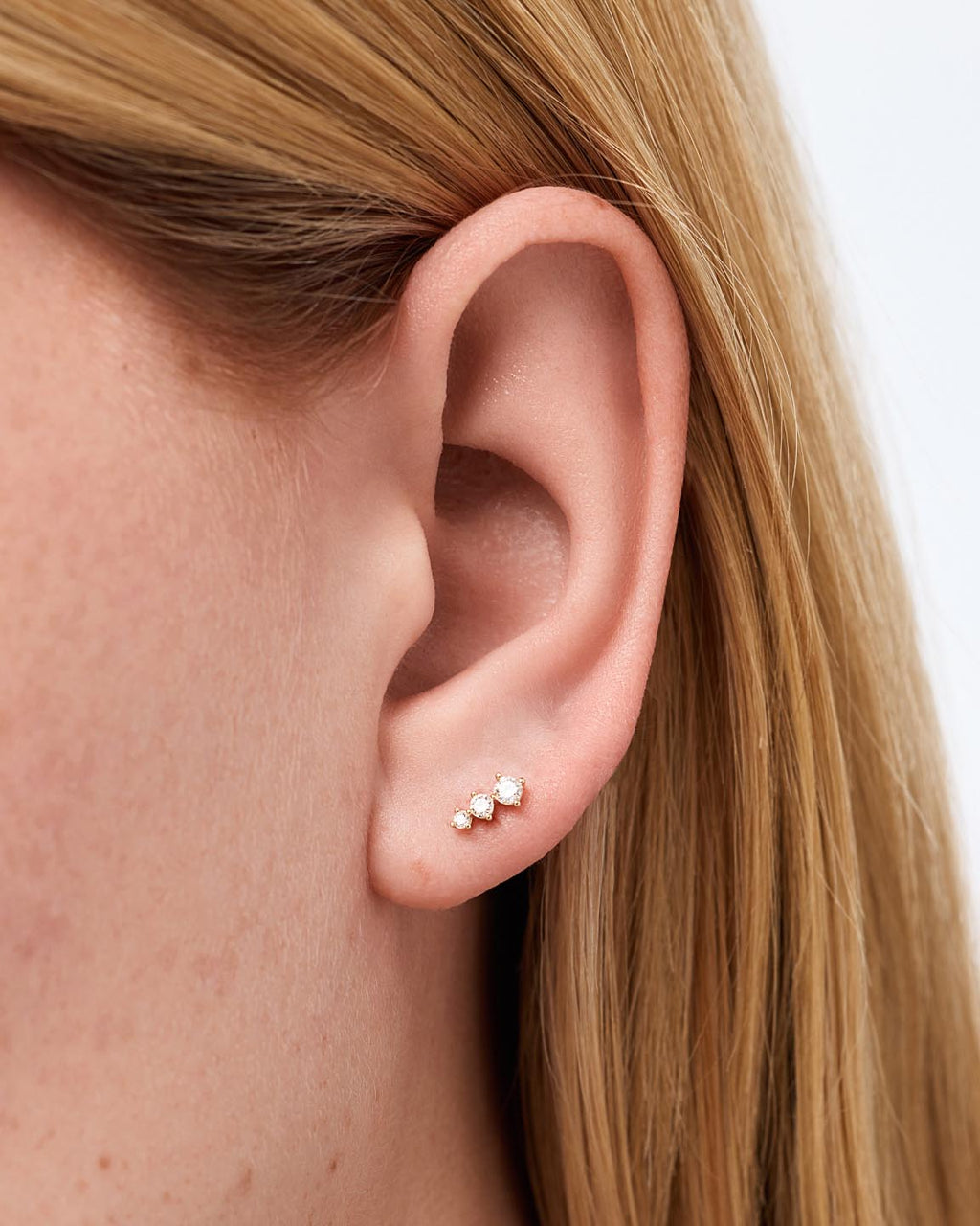 Solid Yellow Gold - Diamond Crawler Flatback Studs
