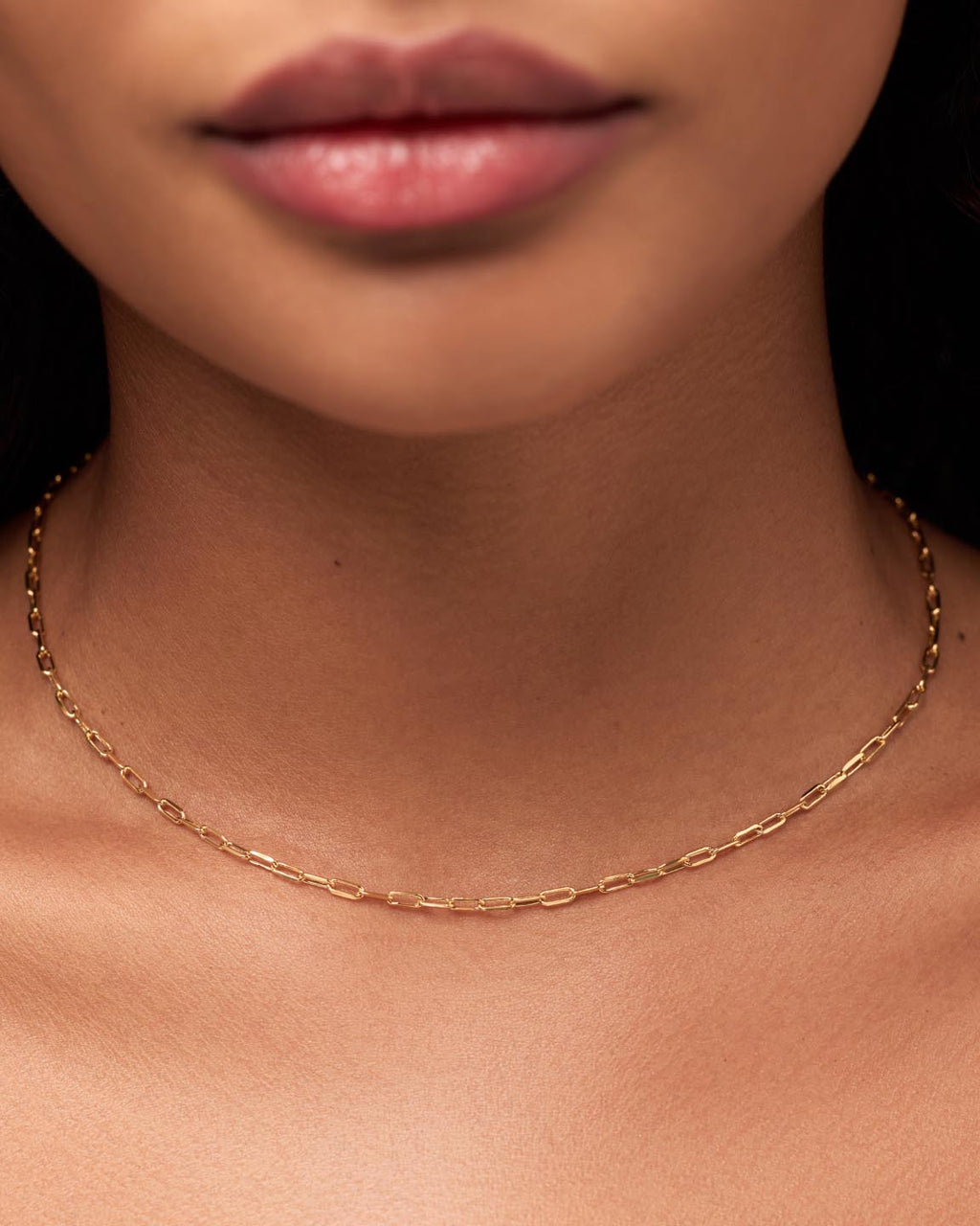 Solid Yellow Gold - Medium Paperclip Necklace