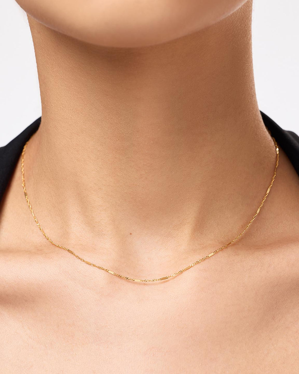 Solid Yellow Gold - Singapore Chain Necklace