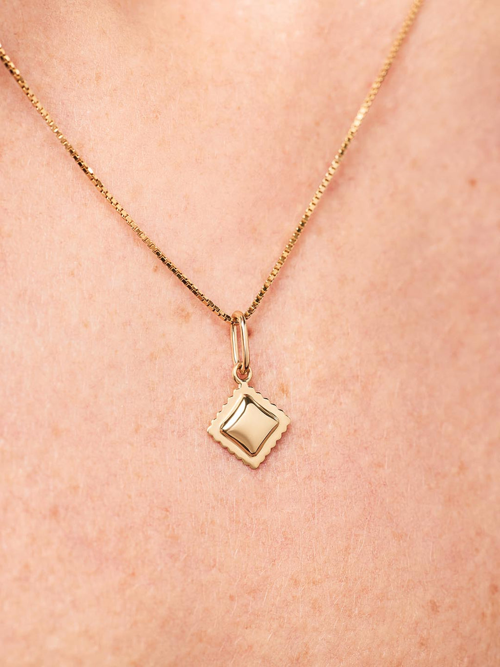 Solid Yellow Gold - Mini Ravioli Charm