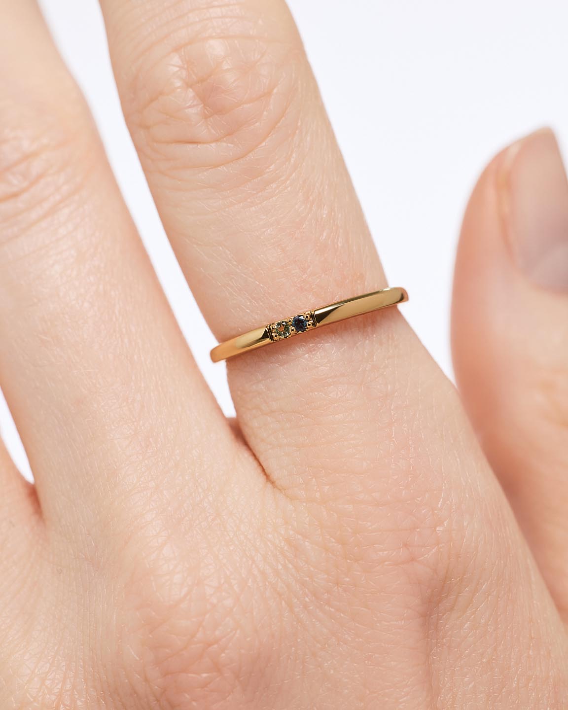 Solid Yellow Gold - 2 Stone Birthstone Ring