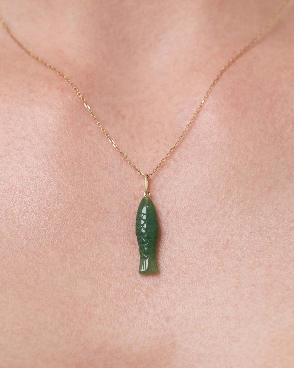 Solid Yellow Gold - Gemstone Fish Charm
