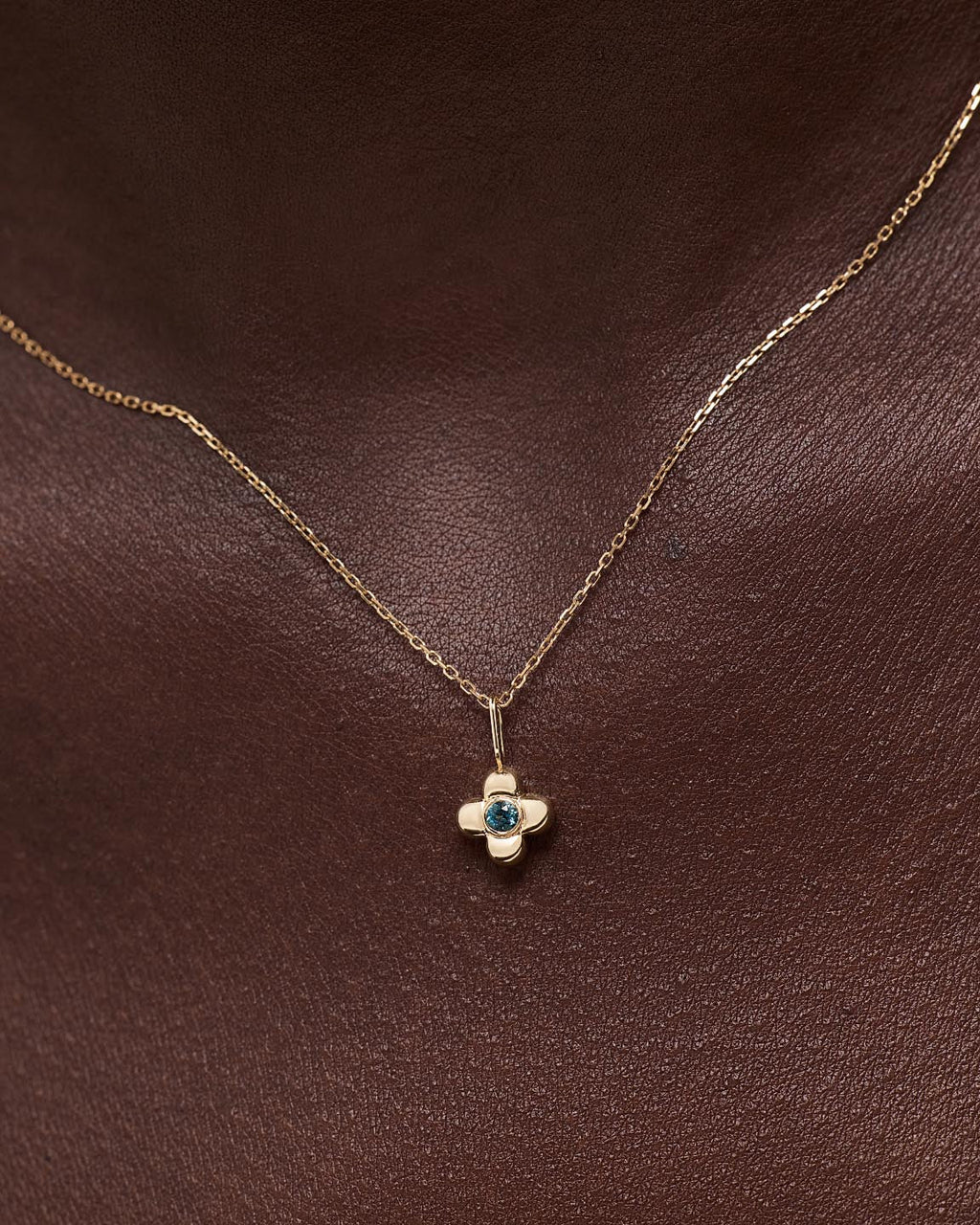 Solid Yellow Gold - London Blue Topaz Mini Liora Necklace