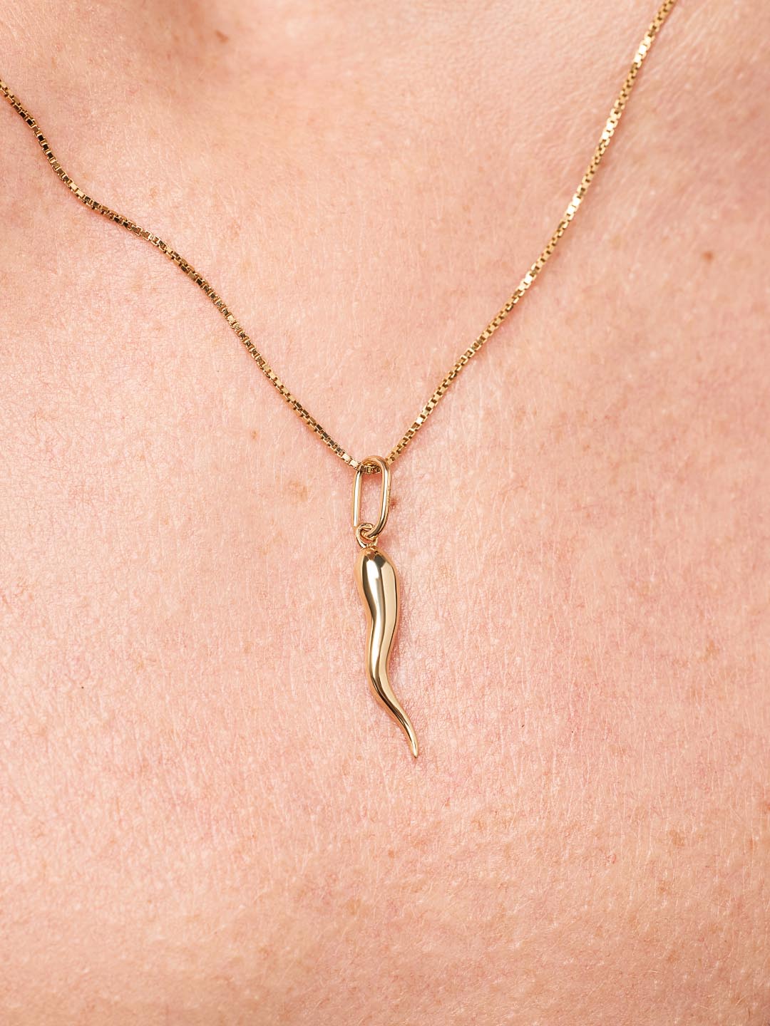 Solid Yellow Gold - Italian Horn Charm