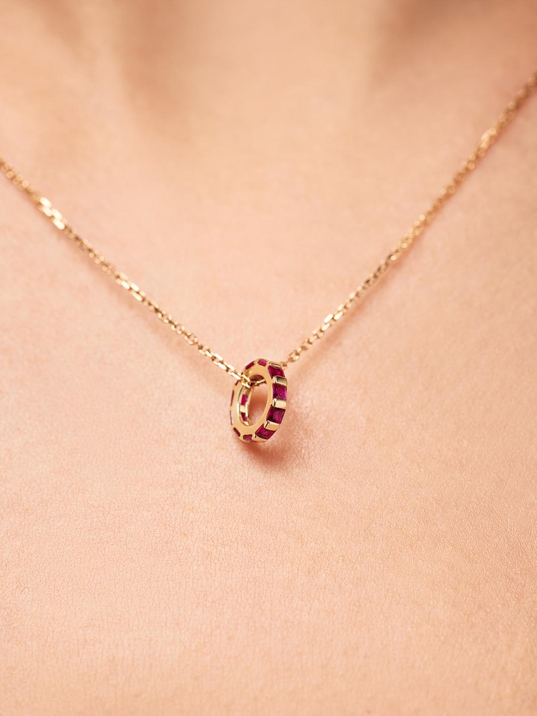 Solid Yellow Gold - Ruby Zeno Charm