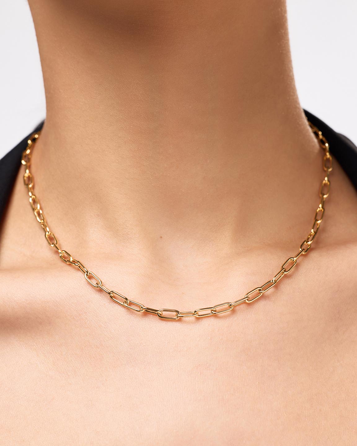 Solid Yellow Gold - Large Paperclip Necklace