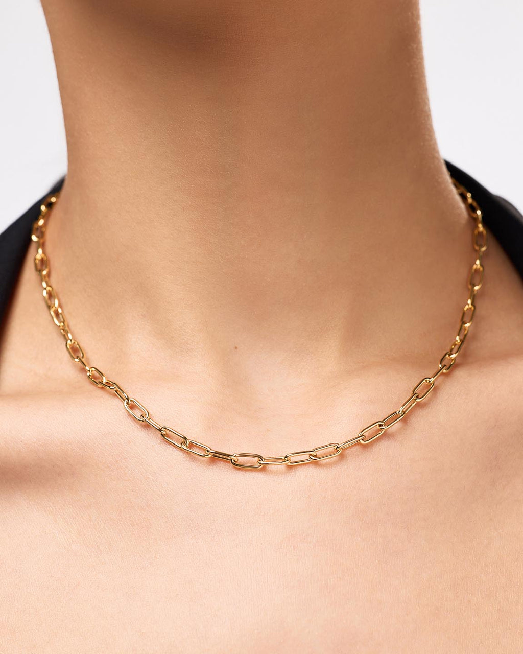 Solid Yellow Gold - Large Paperclip Necklace