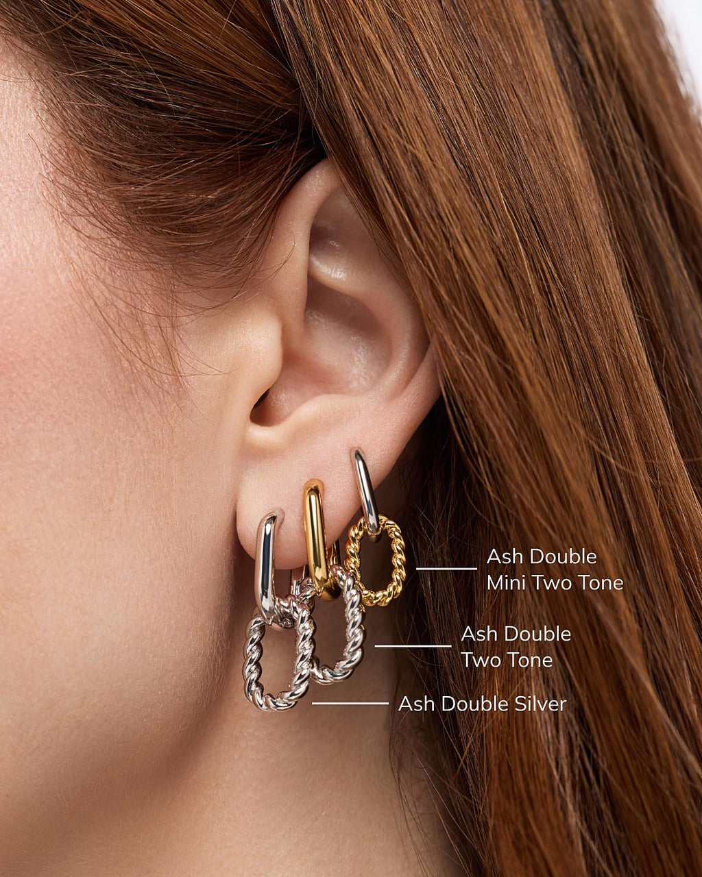Drop Earrings - Ash Double Mini Two Tone