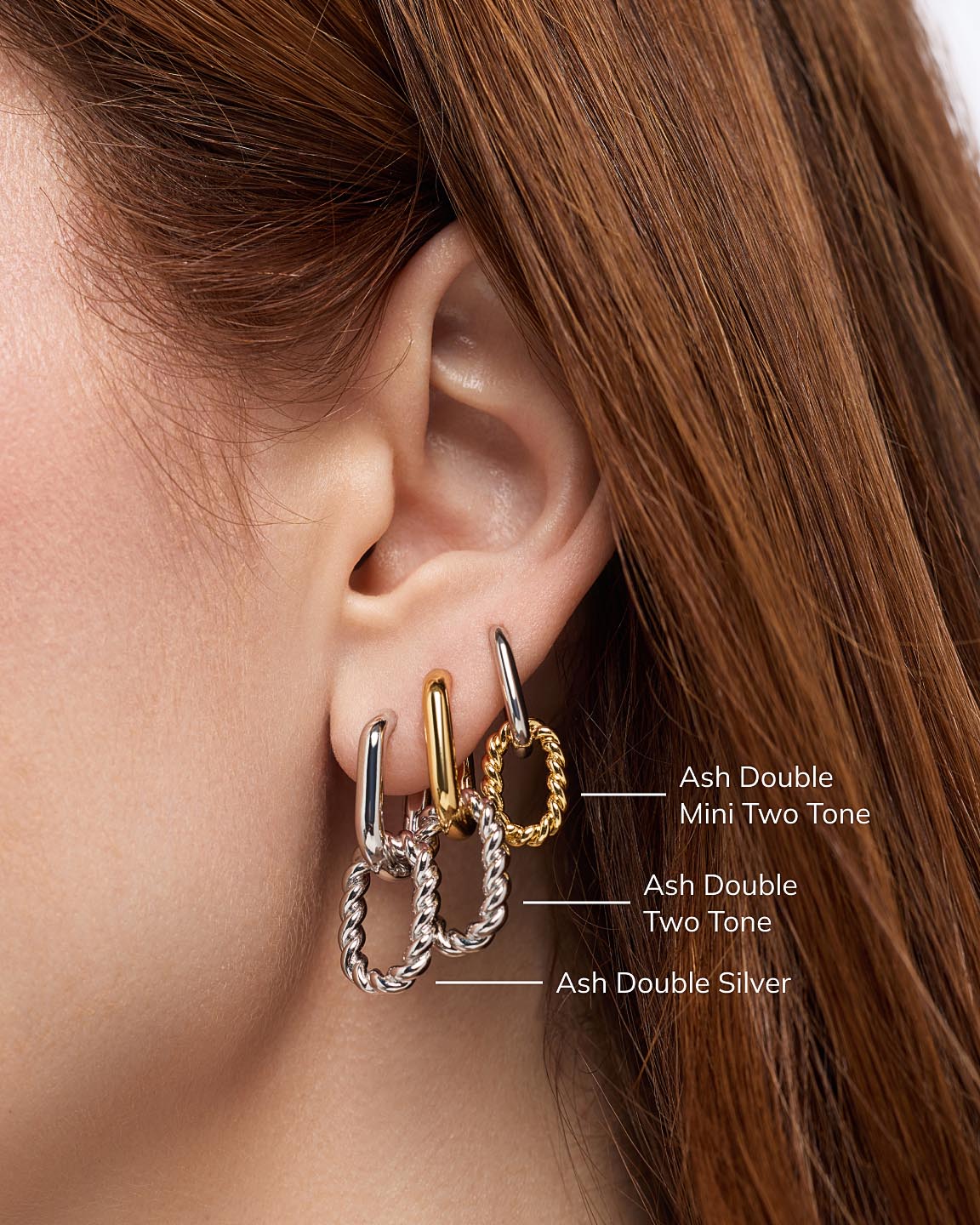 Double Hoop Earrings - Ash Double Two Tone