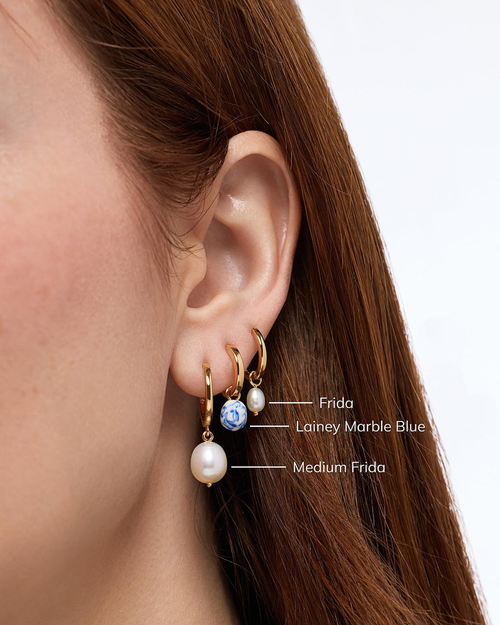 Gold Drop Earrings - Lainey Marble Blue