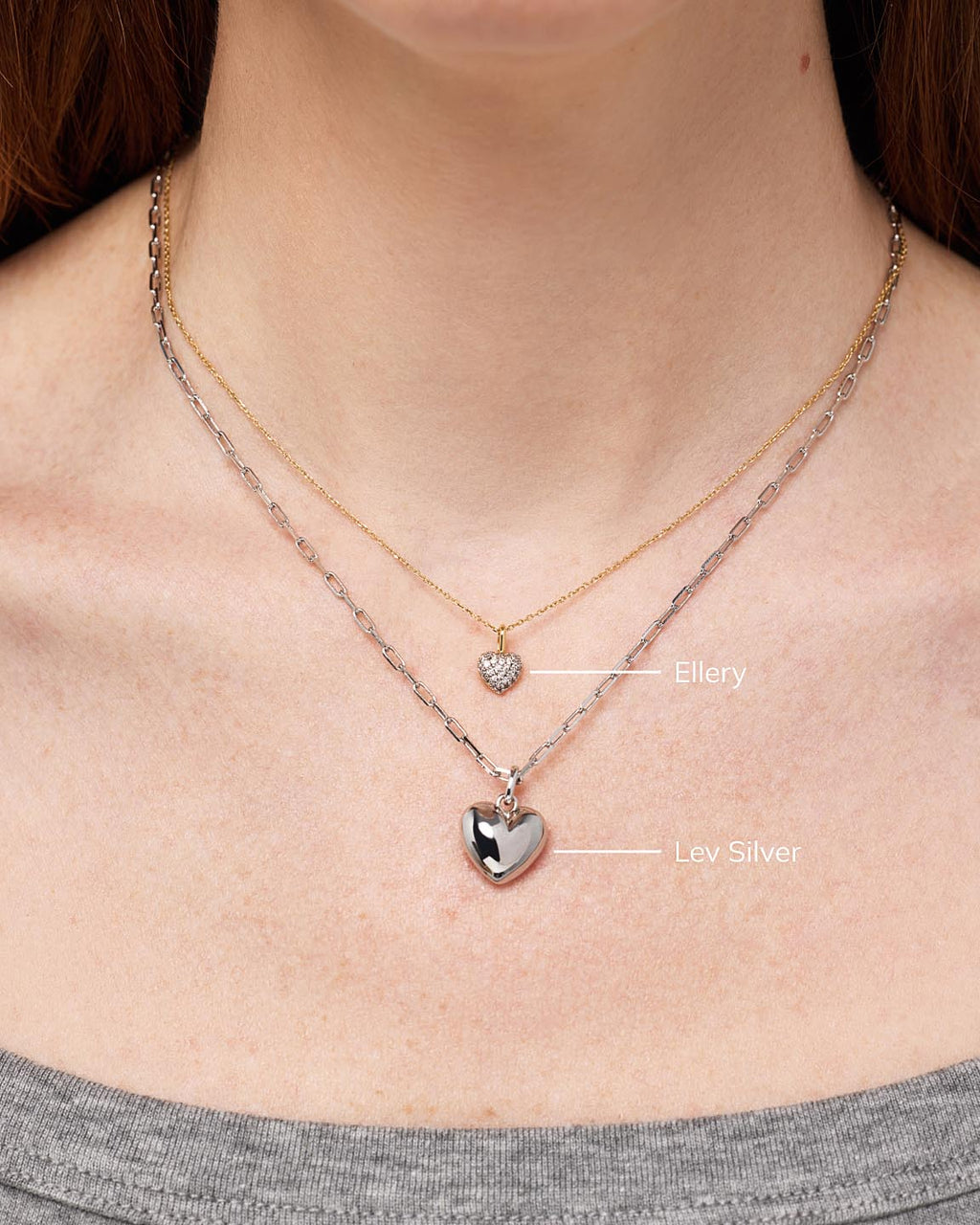 Puffed Heart Necklace - Lev Silver