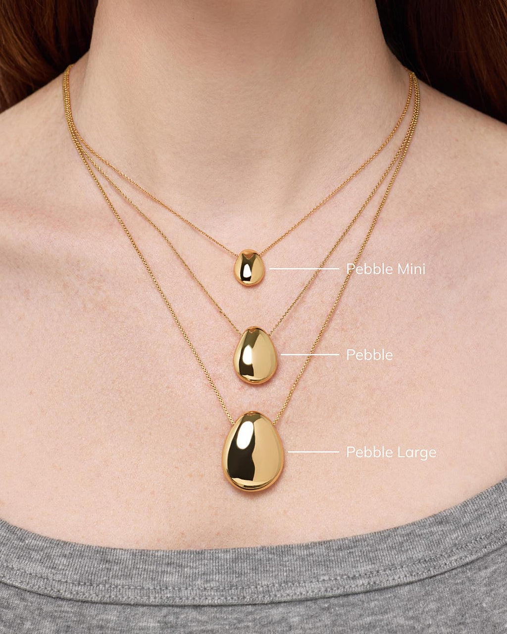 Gold Pendant Necklace - Pebble Mini