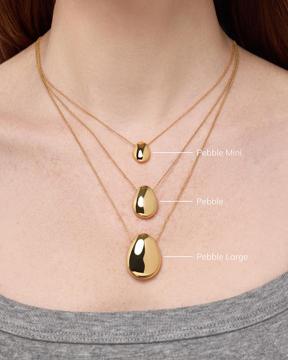 Gold Pendant Necklace - Pebble Mini
