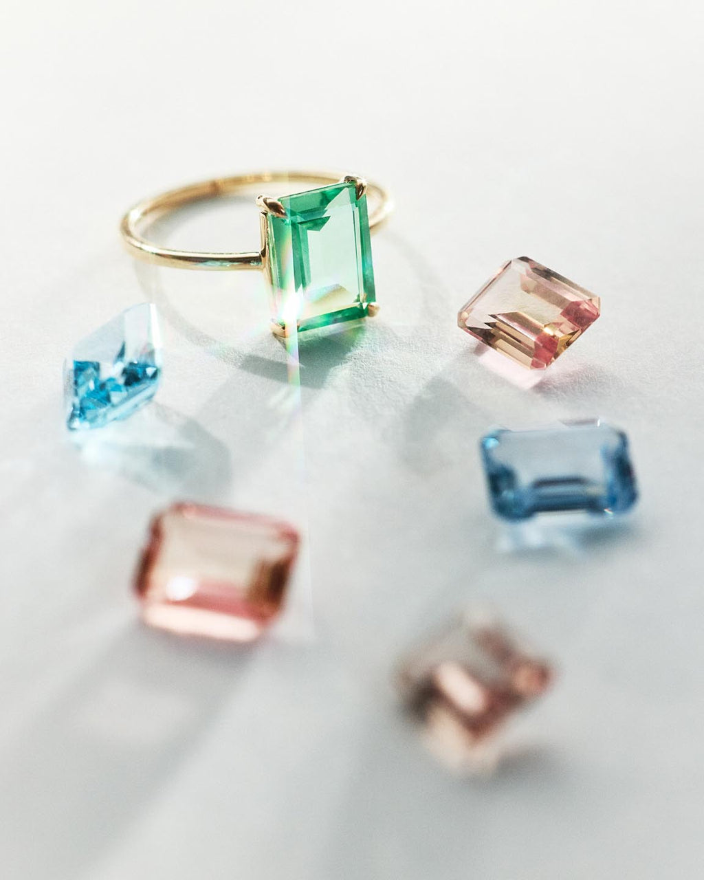 Solid Yellow Gold - Green Sapphire Spritz Ring