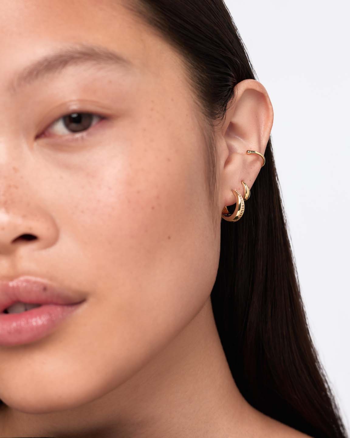 Gold Hoops - Nate Medium Pave