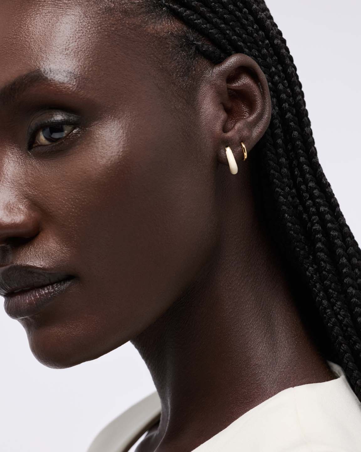 Huggie Earrings - Dakota Mini White