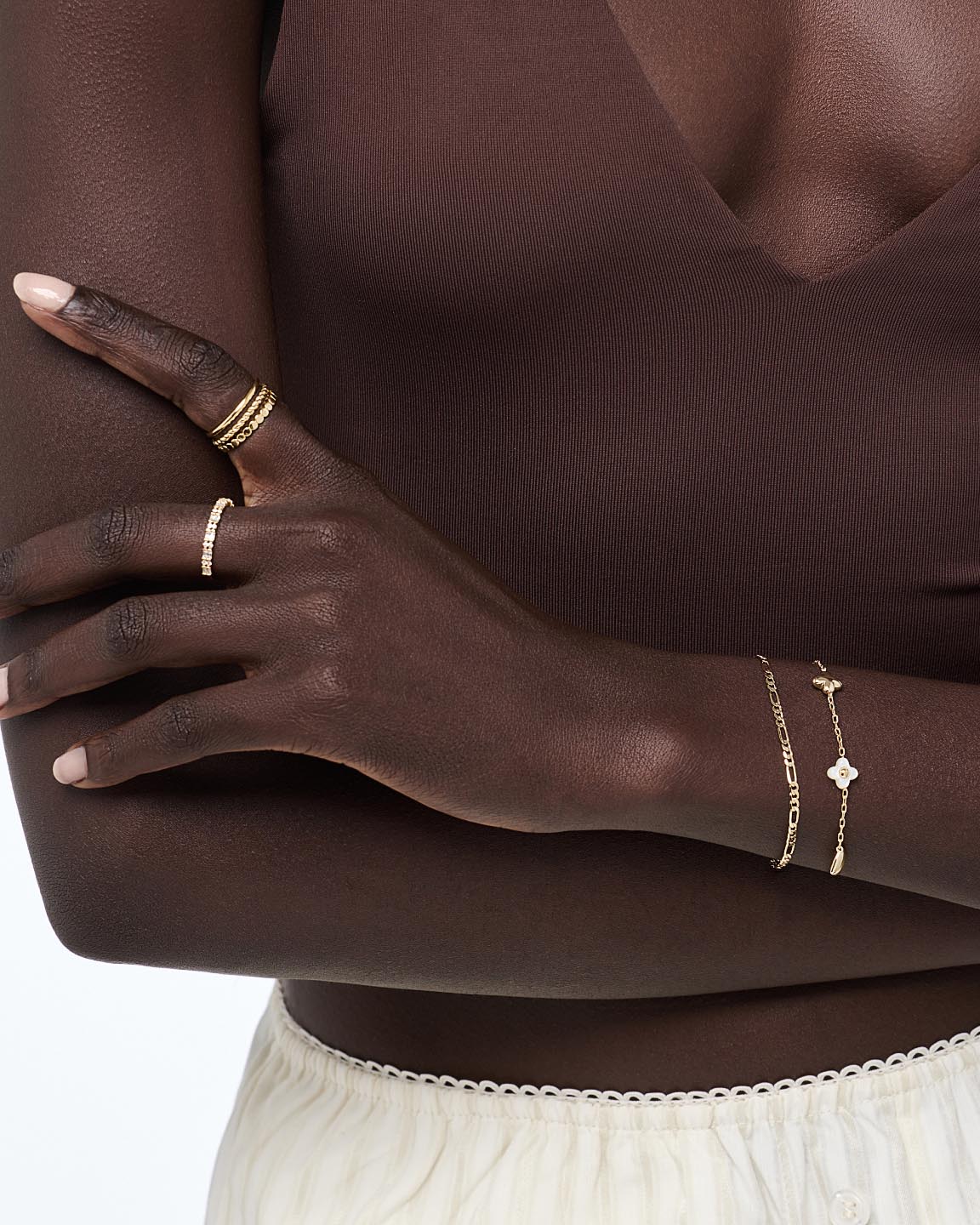 Gold Charm Bracelet - Azura Bracelet Mother of Pearl