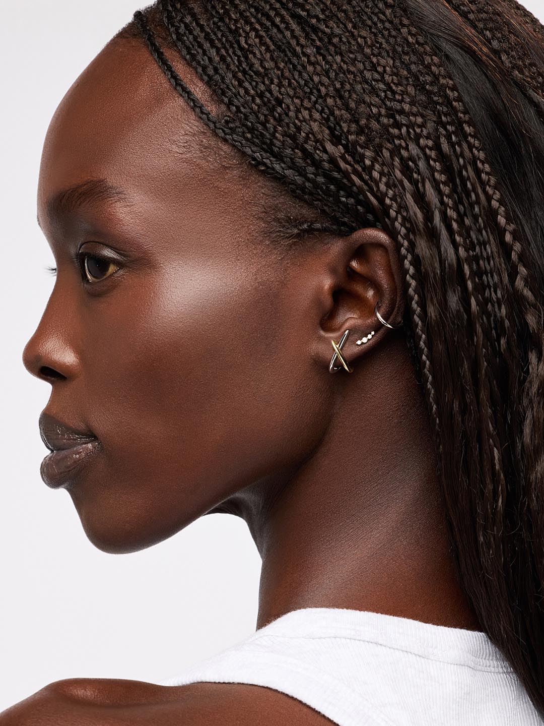 Gold Stud Earrings - Sloane Two Tone