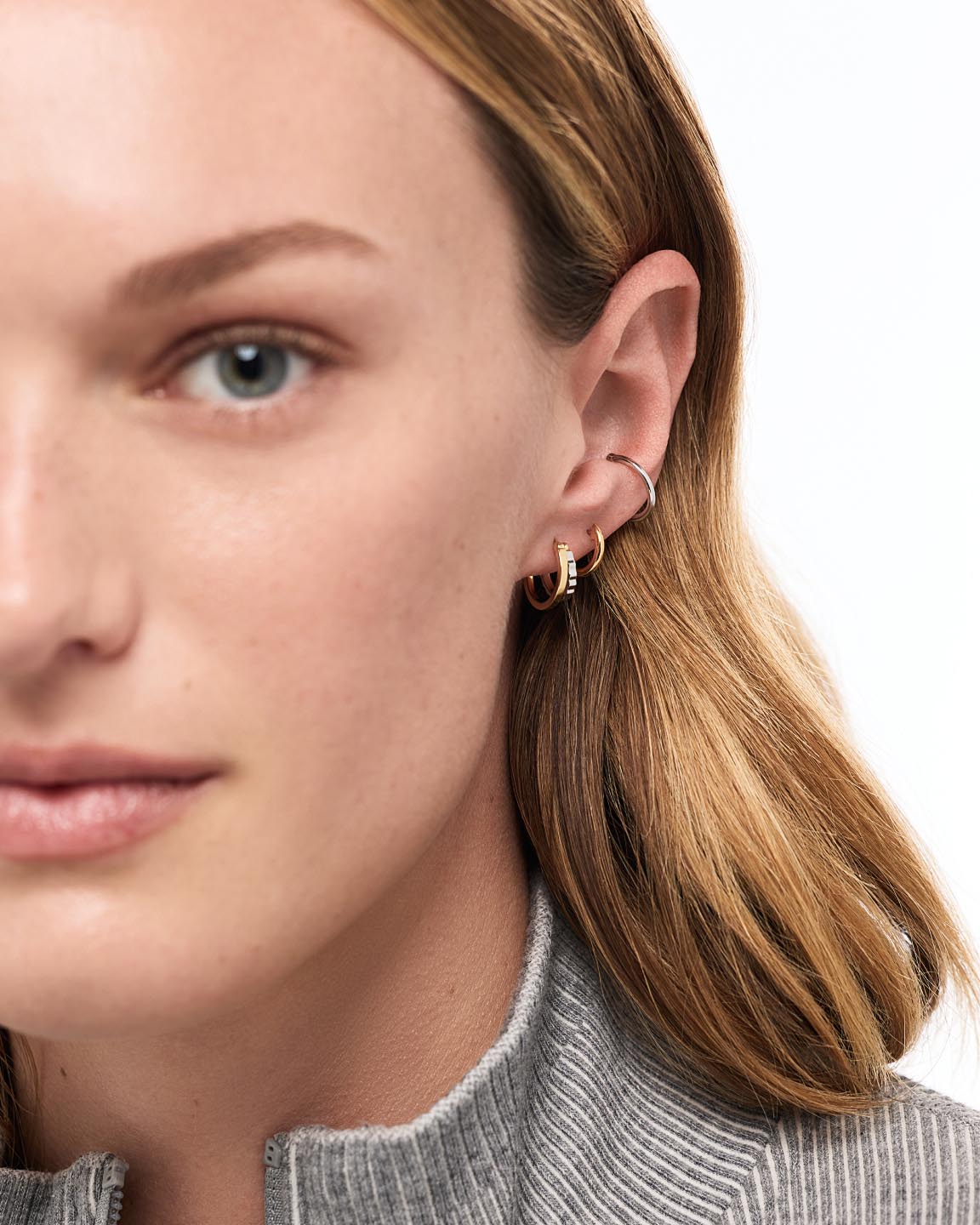 Huggie Earrings - Toda Two Tone