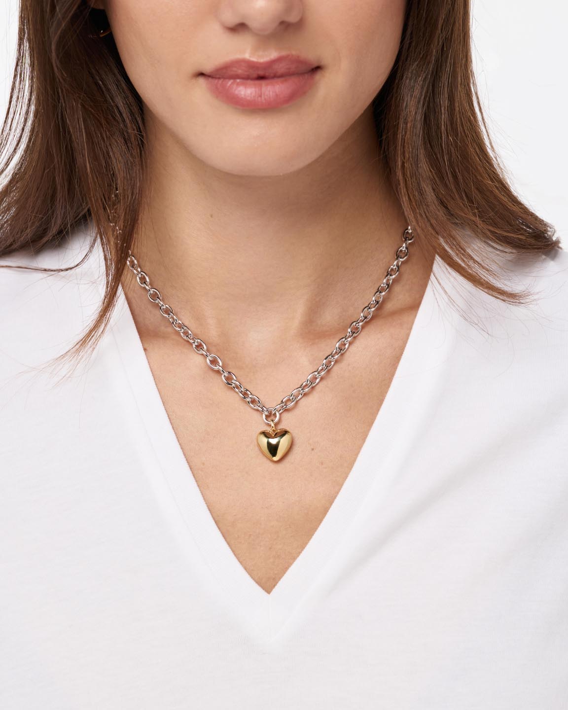 Heart Necklace - Lev Bold Two Tone
