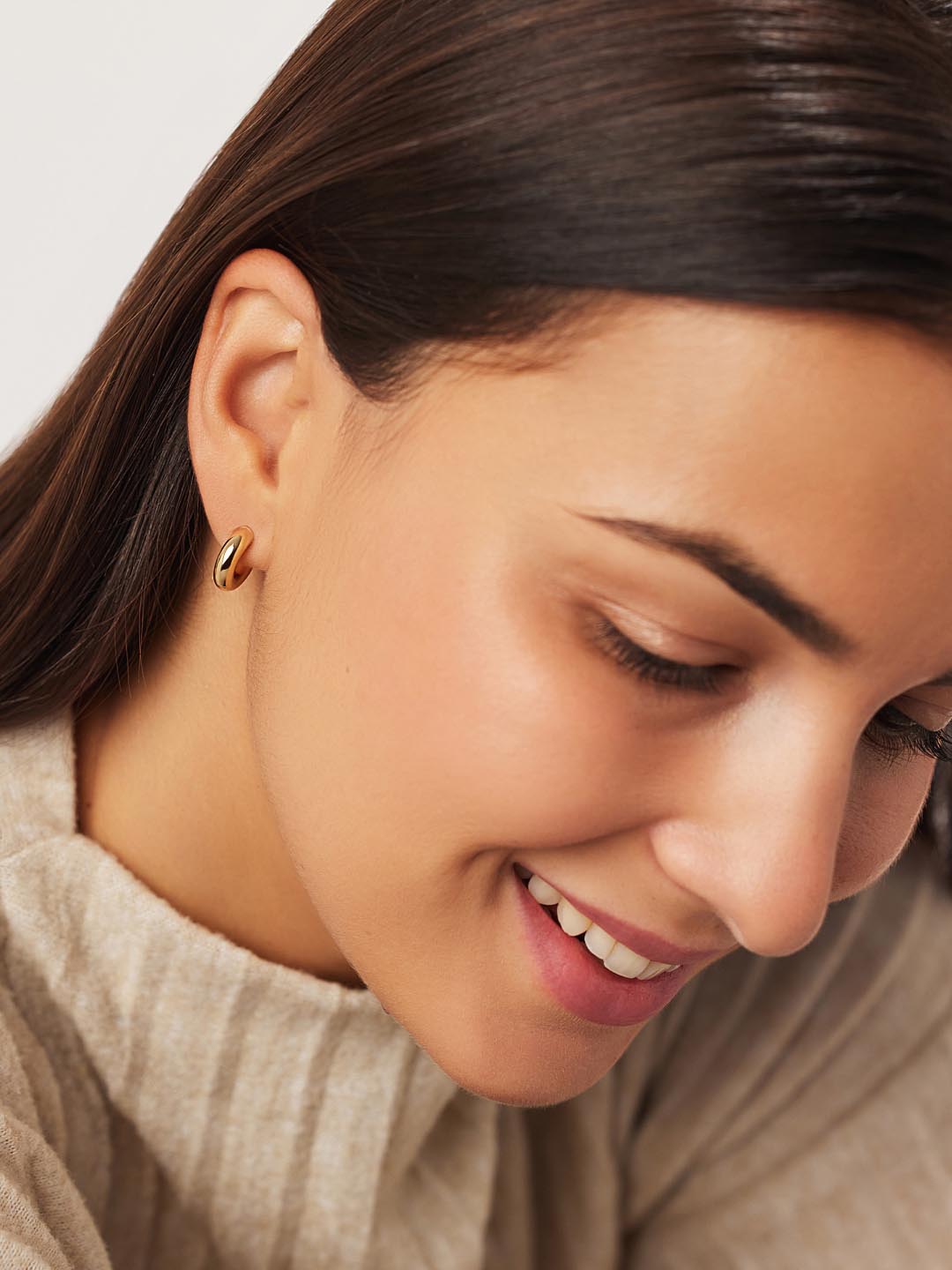 Chunky Gold Hoop Earrings - Gold Bold C-Hoops Mini