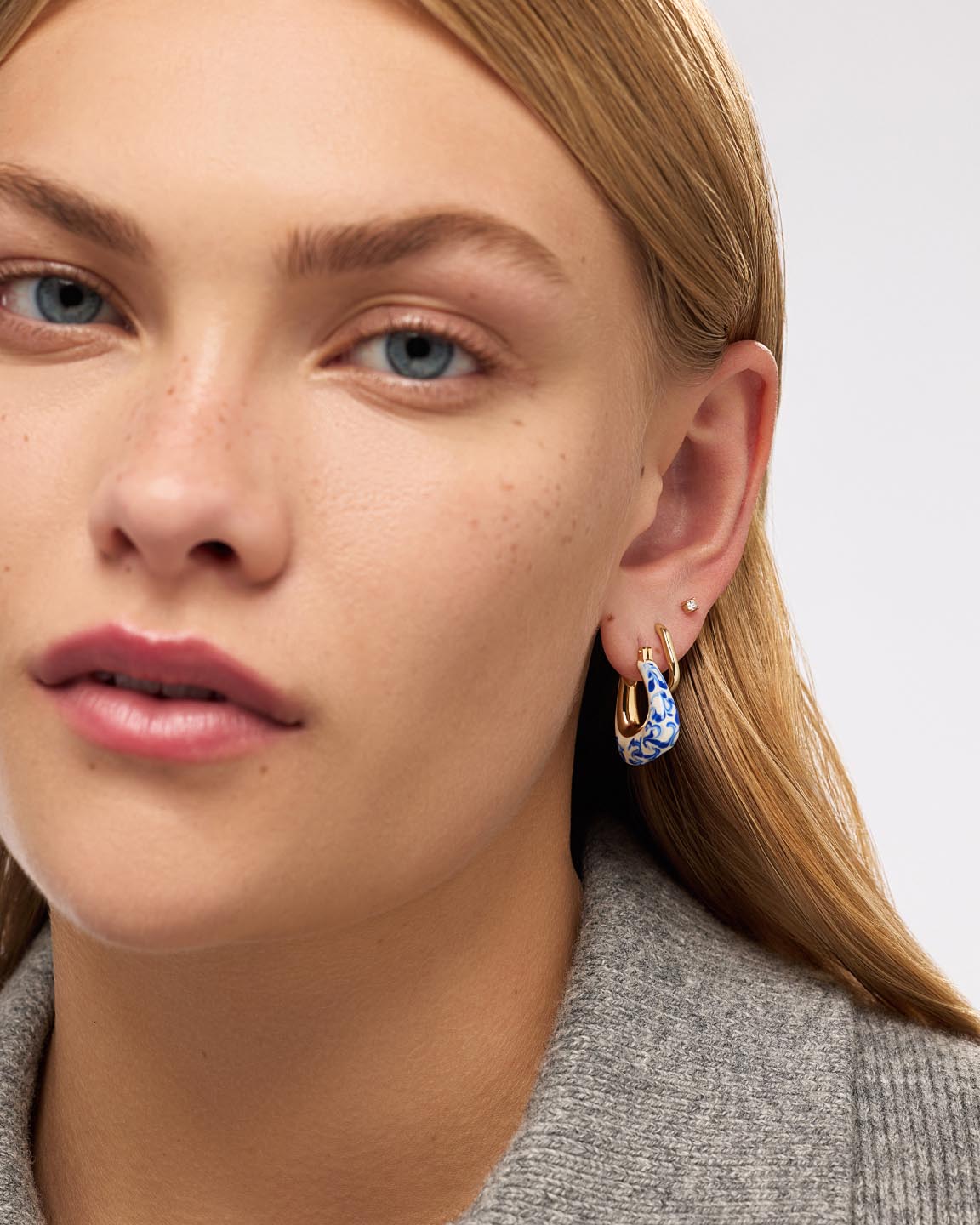 Statement Earrings - Dakota Marble Blue